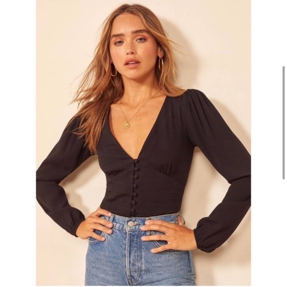 Reformation Black Button Down Shirt - Picture 2 of 7